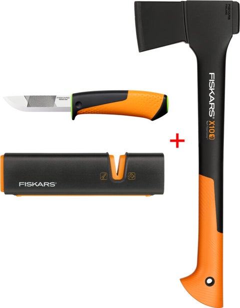 Chopping Axe S-X10 + Heavy Duty Knife with Sharpener + Axe and Knife Sharpener