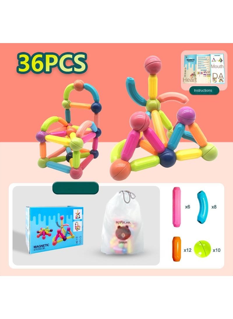 General - 36-Piece Magnetic Toy Set Multicolor For Making Different Shapes 3+ Years Age Group - Image 1