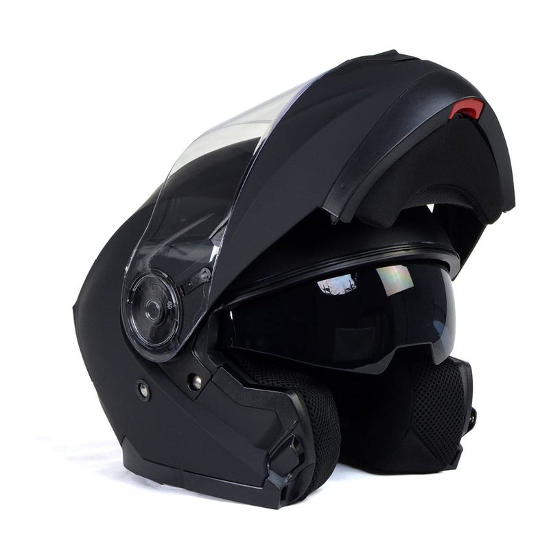 Milwaukee Helmets Breeze Flat Black Advanced Motorcycle Modular Helmet wDrop Down Visor for Men and Women DOT Approved MPH9814DOT XXLarge
