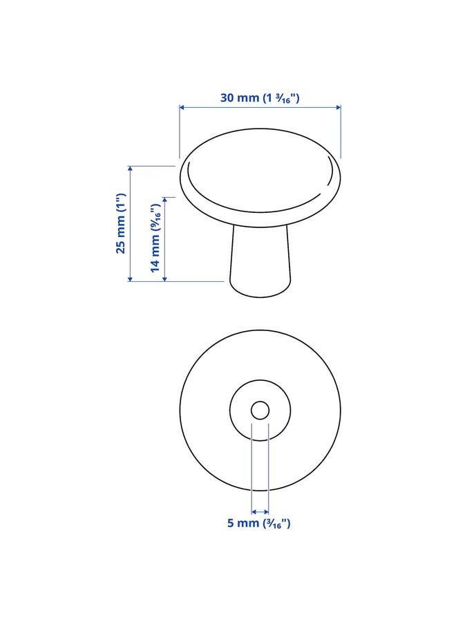 Knob, stainless steel colour, 30 mm