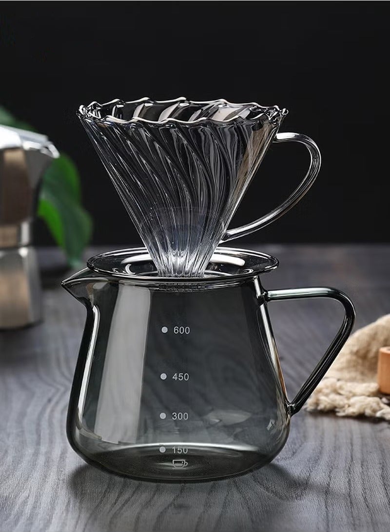 HOMESTAR V60 Coffee Maker Set of 2 Pour Over Drip Brew Machine, 600ML Glass Carafe Coffee Server and Size 02 Glass Coffee Dripper Filter(1-4CUPS)  - Image 1