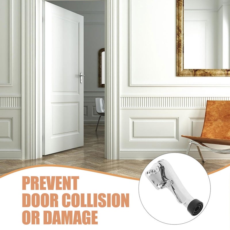 Wall Mounted Heavy Duty Metal Door Stopper Silver Foot Pedal Security Stop For Home And Commercial Use - Image 4
