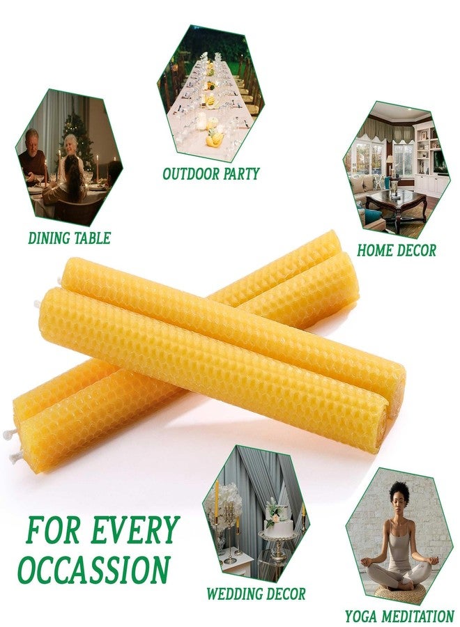ENCANLIGHT Natural 8 Inch Handmade Honeycomb Candlesticks Bee waxs Taper Candles 6 Pack Hours Burning Time-Bees Wax with Smokeless,Dripless and Unscented for Home Decor Party Dinner - Image 2