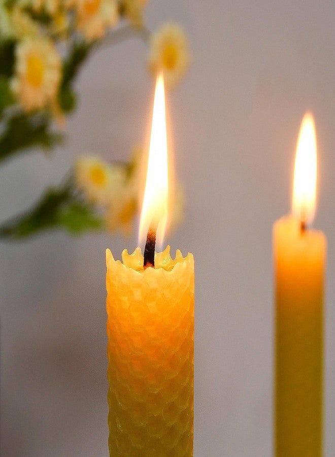 ENCANLIGHT Natural 8 Inch Handmade Honeycomb Candlesticks Bee waxs Taper Candles 6 Pack Hours Burning Time-Bees Wax with Smokeless,Dripless and Unscented for Home Decor Party Dinner - Image 5