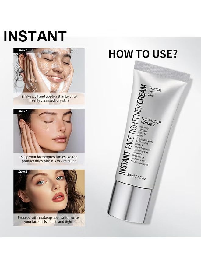 Instant Face Tightener Cream, Freedomglee Face Tightener No-Filter Primer, Instant Face Tightener Primer, Skin Tightener Face Primer For Makeup, Blurring For Before Makeup, Shine Control, 30ML - Image 5