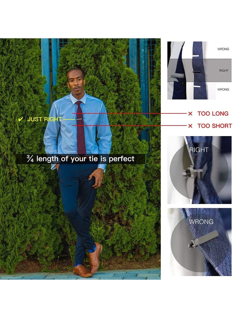 LYNLYN 4 Pack Men’s Tie Clips and Bars, Classic Necktie Accessories for Skinny and Regular Ties (Black, Gold, Blue, Silver) - Image 3