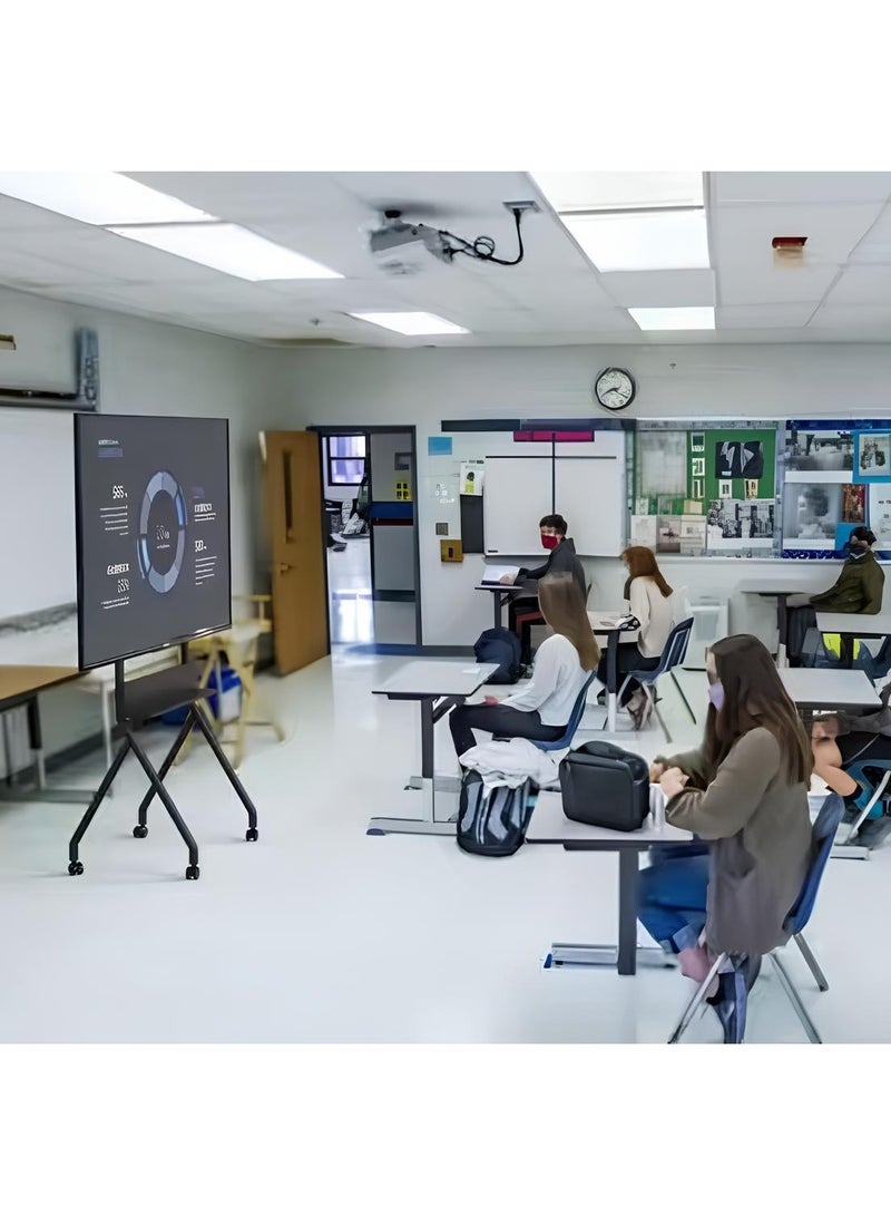 BEETEC Mobile TV Stand for 32–86 Inch Flat Screen TVs, Rolling Cart with Lockable Wheels, Height Adjustable, VESA 600x400mm, Max Load 45kg, Shelf Capacity 10 kg, Cable Management, Black | TF-RG8B - Image 4