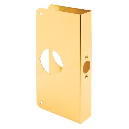 Defender Security Prime-Line U 9549 Brass Lock and Door Reinforcement Plate for 1-3/8 In. Thick Doors, Brass Finish (Single Pack) - Image 1
