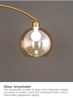 Sharpdo Luxury LED Floor Lamp With Table Modern Solid Wood Table Standing Lamp With Glass Ball Lampshade For Living Room Bedroom Bedside Floor Lighting Gold 175x96x30 centimeter  - Image 4