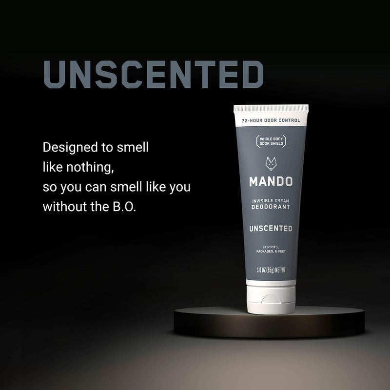 Mando مندو مزيل عرق للجسم بالكامل للرجال - كريم غير مرئي - تحكم في الرائحة لمدة 72 ساعة - خالي من الألمنيوم، خالي من بيكربونات الصوديوم، آمن للبشرة - 3 أونصات (عبوة من 2) - Image 2