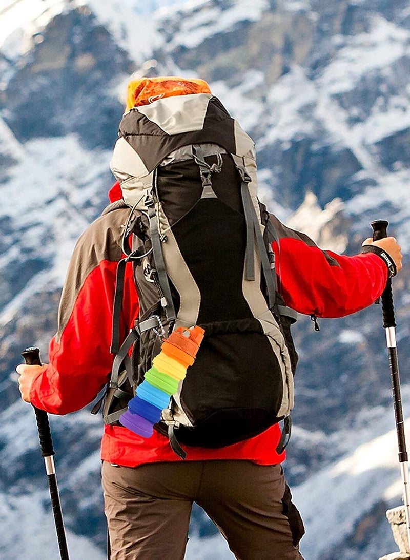 كاست ويف زجاجة ماء قابلة للطي ، زجاجة 500 مللي خالية من مادة BPA وخمسة ارتفاع من السيليكون للتخييم والرياضة في الهواء الطلق ، هدية للبنات والأولاد (قوس قزح) - Image 2