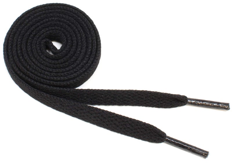 BCB Wear Flat Shoelaces 5/16" Wide Solid Colors Several Lengths For Sneakers and Shoes (Black-54) - Image 2
