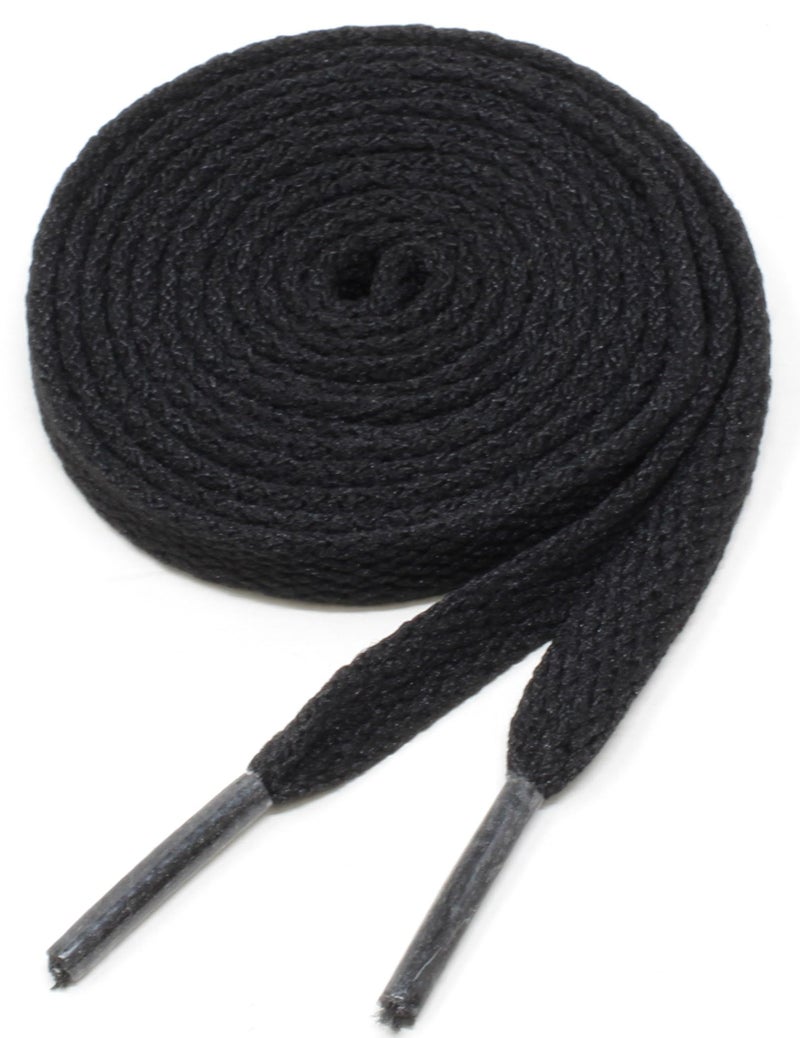 BCB Wear Flat Shoelaces 5/16" Wide Solid Colors Several Lengths For Sneakers and Shoes (Black-54) - Image 1
