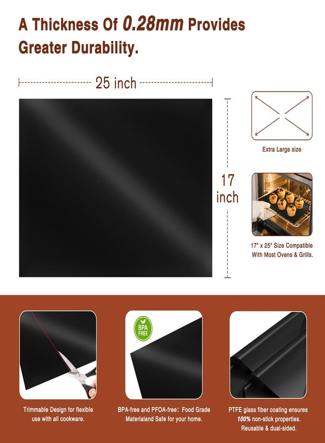 PrettyCare Oven Liners for Bottom of Oven - 2 Pack Large Heavy Duty Mats, 17”x25” Non-Stick Reusable Liner for Electric, Gas, Toasters, Grills - BPA & PFOA Free Kitchen Accessory - Image 2