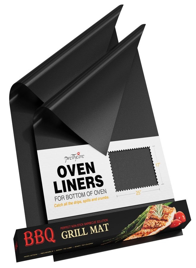 PrettyCare Oven Liners for Bottom of Oven - 2 Pack Large Heavy Duty Mats, 17”x25” Non-Stick Reusable Liner for Electric, Gas, Toasters, Grills - BPA & PFOA Free Kitchen Accessory - Image 1