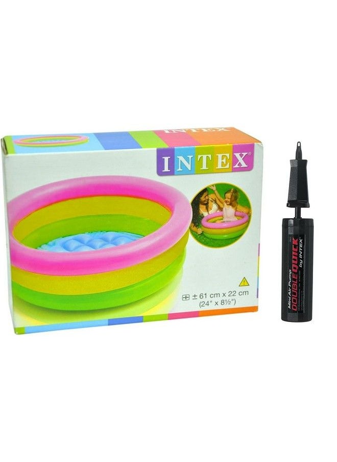 INTEX - مجموعة من حوض استحمام مقاس 4 أقدام ومضخة هواء (متعدد الألوان) - Image 1