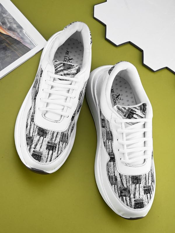 XE Looks Women Lace-Up Sneakers | Comfortable & Trendy Lightweight Casual Shoes for Girls | Fashionable, and Stylish Footwear for Party, Running, Gym, Office, Every Occasion (White) UK-6 - Image 2