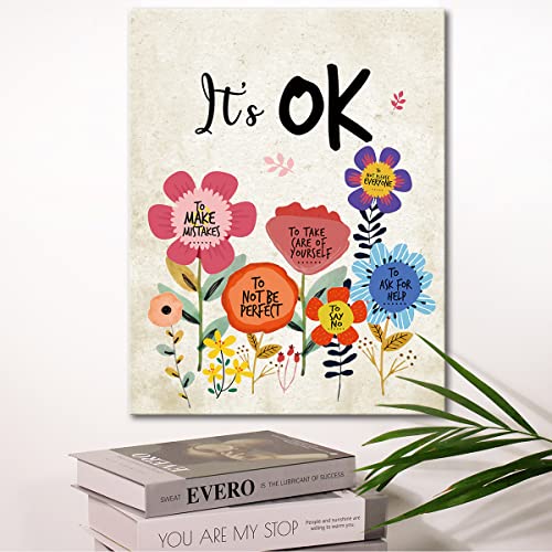 Wailozco It's OK Wall Art Canvas,Inspirational Wall Decor for Girls Room Decor, Encouragement Canvas Framed Wall Art for Kids Girls Room - Image 3