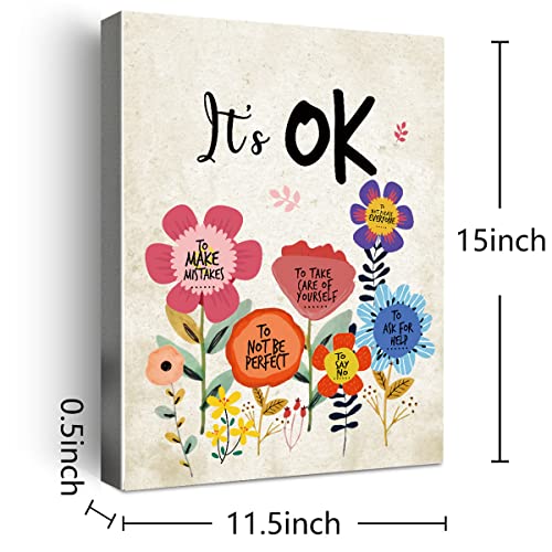 Wailozco It's OK Wall Art Canvas,Inspirational Wall Decor for Girls Room Decor, Encouragement Canvas Framed Wall Art for Kids Girls Room - Image 2