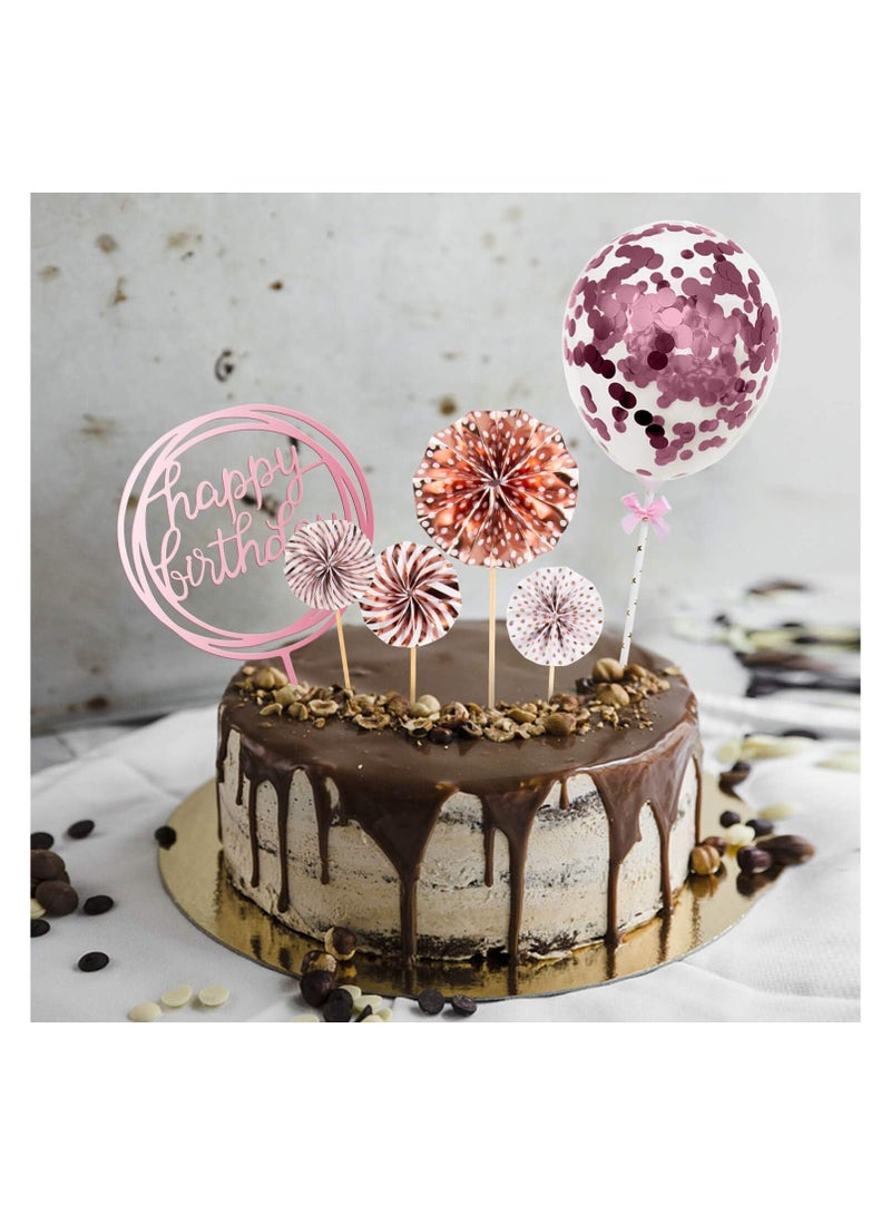 24PCS Birthday Candles Set Cake Candles Confetti Balloon Stars and Fan Cupcake Toppers Birthday Cake Decor  - Image 4
