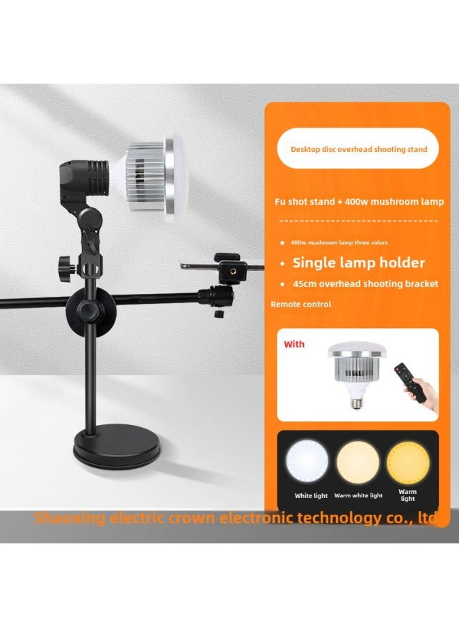 Food Shooting Light Filling Light Live Support Desktop Lighting Artifact Jewelry Soft Light Kitchen Dishes Photo Photography-Light Source Color: 400W Mushroom Lamp +45cm Overhead Shooting Frame (Remote Control Three Color Dimming)  - Image 1