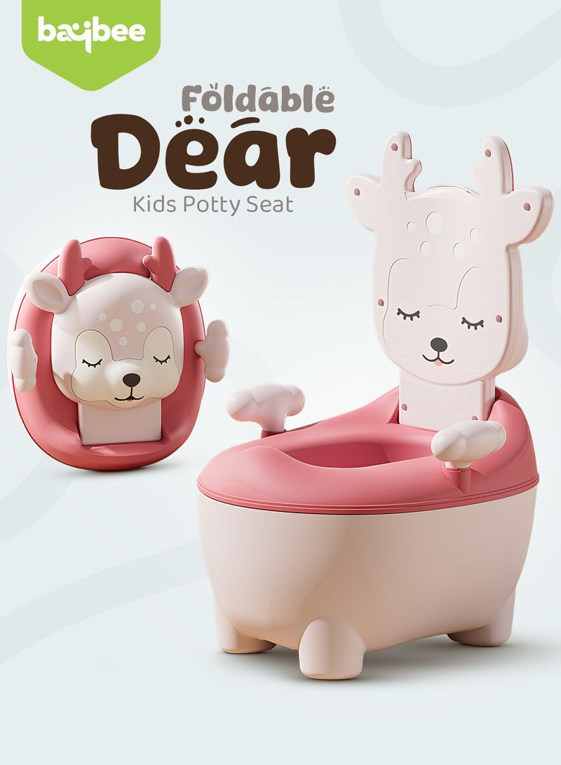 بيبي مقعد تدريب على استخدام المرحاض للأطفال من بايبي بير، مزود بغطاء للإغلاق ووعاء قابل للإزالة وواقي من الرذاذ ومسند ظهر مرتفع، ومقاعد مرحاض للأطفال الصغار، وكرسي مرحاض للأطفال، ومقعد مرحاض للأطفال من عمر سنة فما فوق، وردي - Image 2