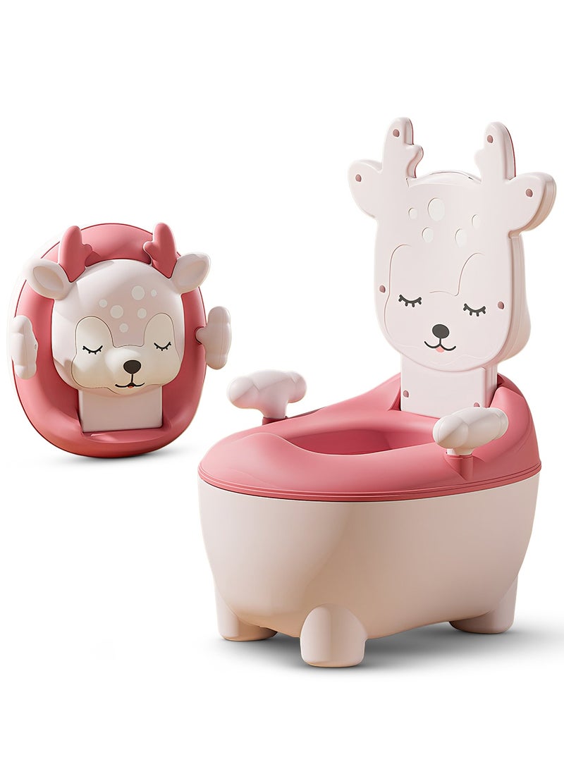 بيبي مقعد تدريب على استخدام المرحاض للأطفال من بايبي بير، مزود بغطاء للإغلاق ووعاء قابل للإزالة وواقي من الرذاذ ومسند ظهر مرتفع، ومقاعد مرحاض للأطفال الصغار، وكرسي مرحاض للأطفال، ومقعد مرحاض للأطفال من عمر سنة فما فوق، وردي - Image 1