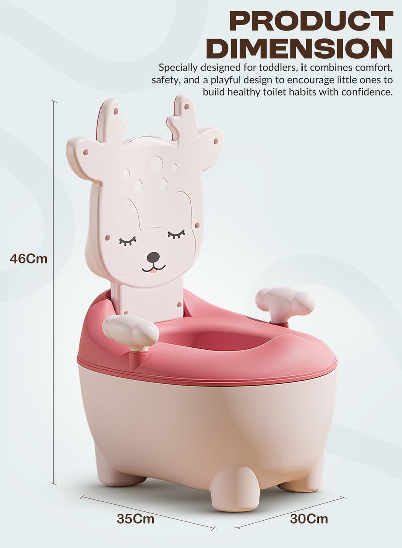 بيبي مقعد تدريب على استخدام المرحاض للأطفال من بايبي بير، مزود بغطاء للإغلاق ووعاء قابل للإزالة وواقي من الرذاذ ومسند ظهر مرتفع، ومقاعد مرحاض للأطفال الصغار، وكرسي مرحاض للأطفال، ومقعد مرحاض للأطفال من عمر سنة فما فوق، وردي - Image 4