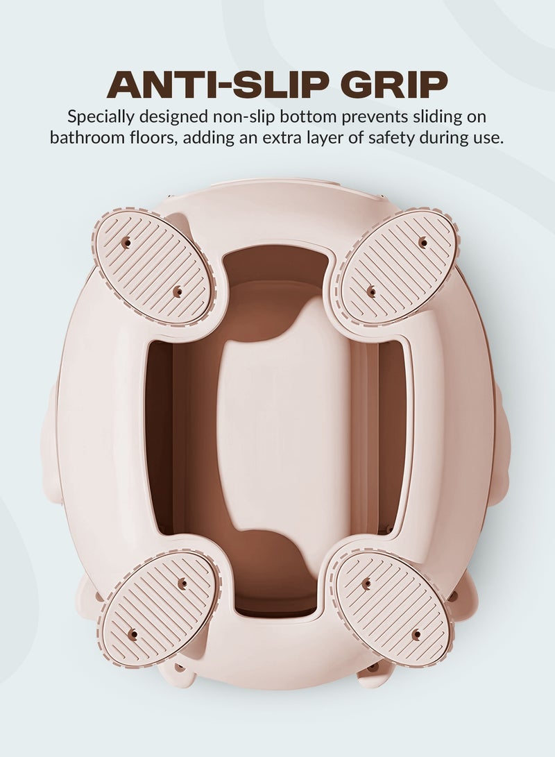 بيبي مقعد تدريب على استخدام المرحاض للأطفال من بايبي بير، مزود بغطاء للإغلاق ووعاء قابل للإزالة وواقي من الرذاذ ومسند ظهر مرتفع، ومقاعد مرحاض للأطفال الصغار، وكرسي مرحاض للأطفال، ومقعد مرحاض للأطفال من عمر سنة فما فوق، وردي - Image 5