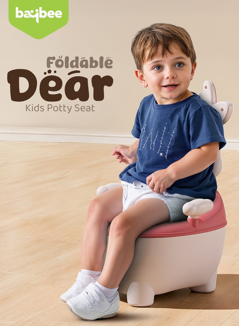 بيبي مقعد تدريب على استخدام المرحاض للأطفال من بايبي بير، مزود بغطاء للإغلاق ووعاء قابل للإزالة وواقي من الرذاذ ومسند ظهر مرتفع، ومقاعد مرحاض للأطفال الصغار، وكرسي مرحاض للأطفال، ومقعد مرحاض للأطفال من عمر سنة فما فوق، وردي - Image 3