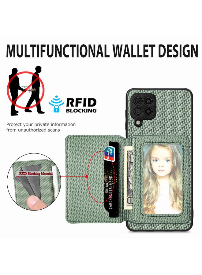 S-TOP Case For Samsung Galaxy A22 4G Carbon Fiber Magnetic Card Wallet Bag Phone Case - Image 4
