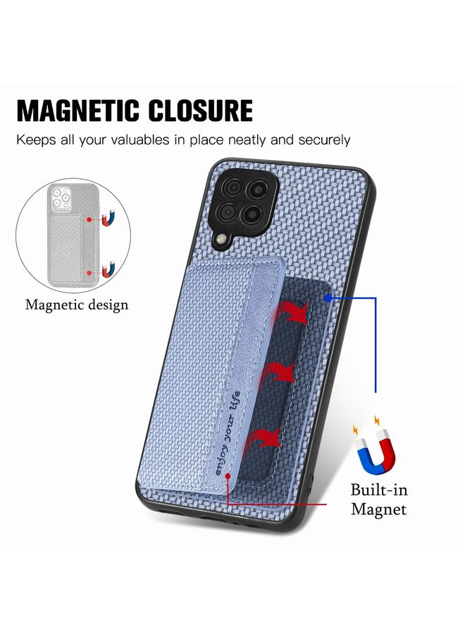 S-TOP Case For Samsung Galaxy A22 4G Carbon Fiber Magnetic Card Wallet Bag Phone Case - Image 3