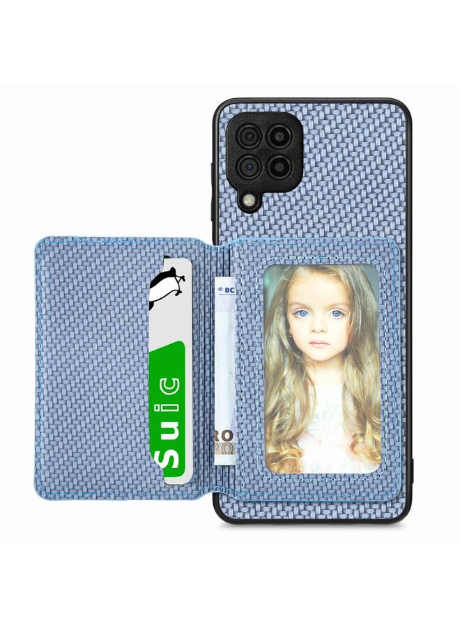 S-TOP Case For Samsung Galaxy A22 4G Carbon Fiber Magnetic Card Wallet Bag Phone Case - Image 1