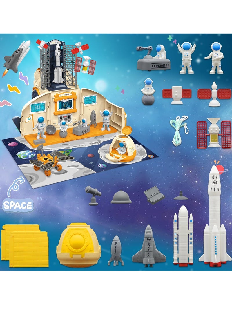 KASTWAVE Space Exploration Toy Set - Includes Spaceship, Astronaut Figures, Rover, Station, Capsule & Shuttle with Lights & Sounds, Astronaut Toys Kid Ideal for 3-8 Year Old Boys - Image 2