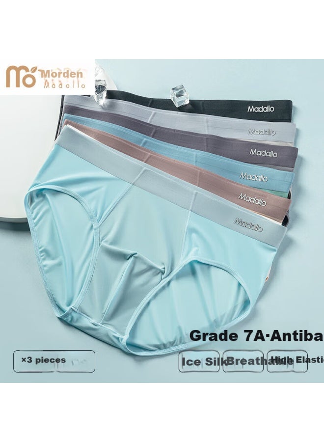 Modal (Madallo) Men'S Triangle Briefs, Ice Silk, Summer Thin, Seamless, 10A Antibacterial Crotch, Loose-Fitting, Breathable, Quick-Drying Shorts, 3 Pairs - Image 1
