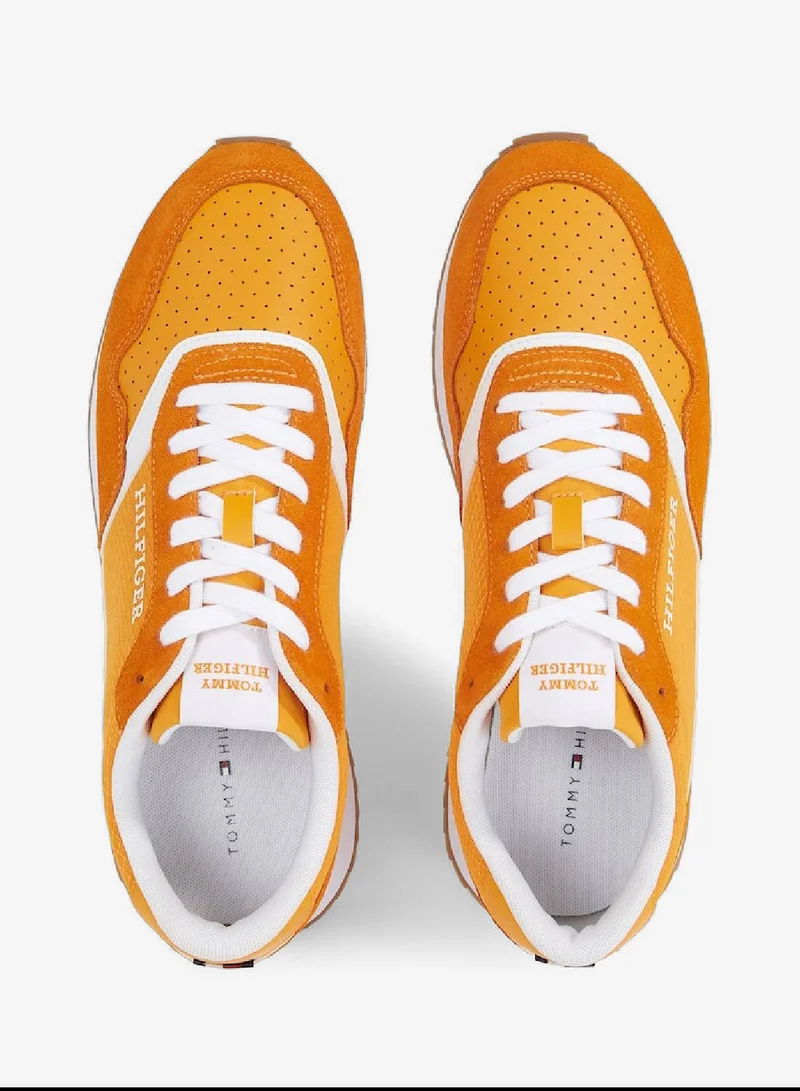 TOMMY HILFIGER Rich Ochre Mixed Texture Runner Sneakers for Men | Best Price UAE