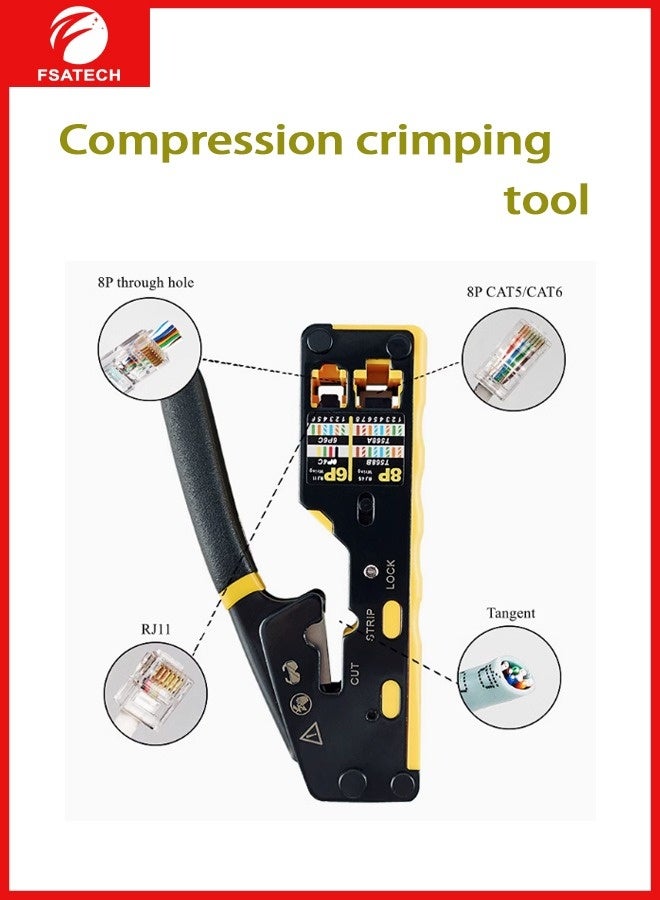 FSATECH CT6088 Network Cable Crimping Tool .6 Modular Crimping Device Wire Stripper Ethernet Cable Connection Tool - Image 2