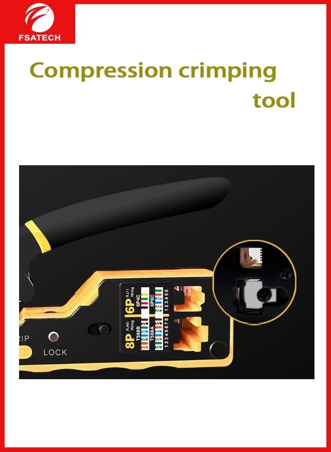 FSATECH CT6088 Network Cable Crimping Tool .6 Modular Crimping Device Wire Stripper Ethernet Cable Connection Tool - Image 3