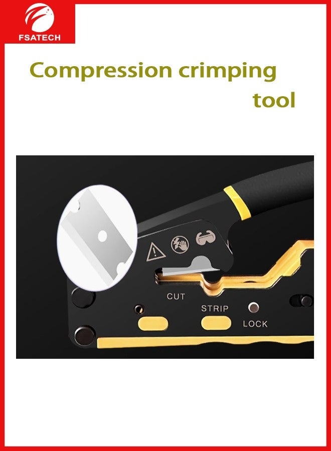 FSATECH CT6088 Network Cable Crimping Tool .6 Modular Crimping Device Wire Stripper Ethernet Cable Connection Tool - Image 1