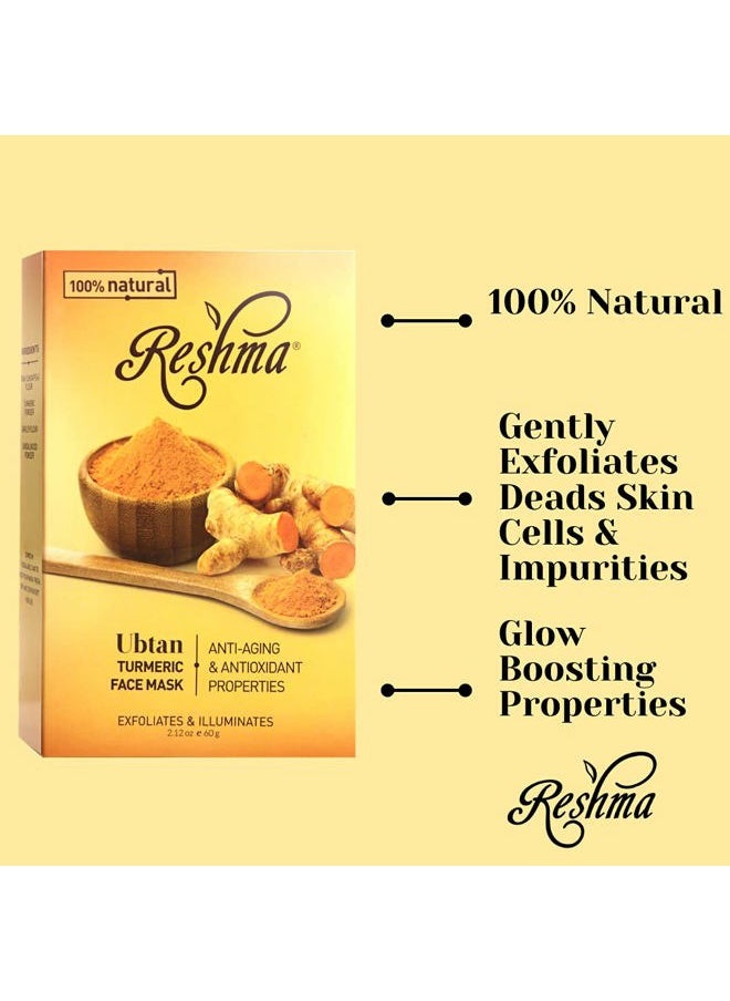Reshma Beauty - Turmeric Face Mask (Ubtan) | All Natural Ingredients - Barley Seed, Gram Seed, Turmeric, and Sandalwood | Brightening and Hydrating Mask | Haldi Ceremony Powder | (Pack of 1), 2.12 oz - Image 1