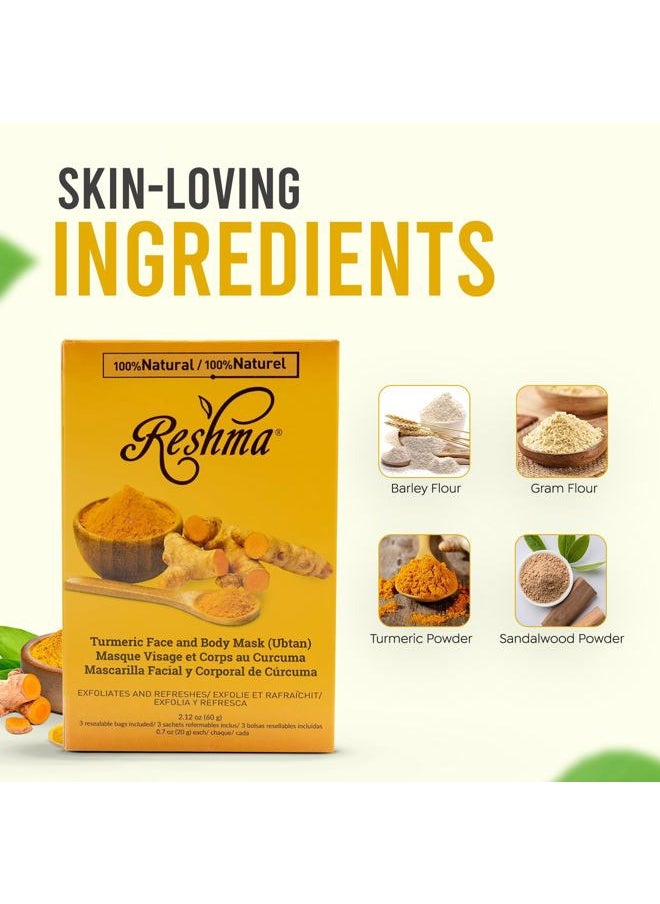 Reshma Beauty - Turmeric Face Mask (Ubtan) | All Natural Ingredients - Barley Seed, Gram Seed, Turmeric, and Sandalwood | Brightening and Hydrating Mask | Haldi Ceremony Powder | (Pack of 1), 2.12 oz - Image 1