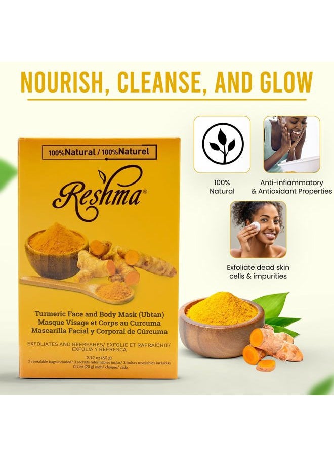 Reshma Beauty - Turmeric Face Mask (Ubtan) | All Natural Ingredients - Barley Seed, Gram Seed, Turmeric, and Sandalwood | Brightening and Hydrating Mask | Haldi Ceremony Powder | (Pack of 1), 2.12 oz - Image 1