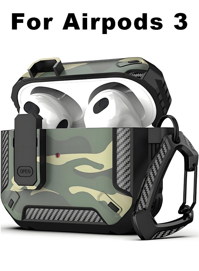 Wish Plus Airpods Case For 3 Generation With Anti-Lost Lock Keychain, Hard Shell,Drop-Proof Andshock-Resistant Airpods Cover With Carabiner, Suit For Mountaineering, Hiking, Cycling (Green) - Image 1
