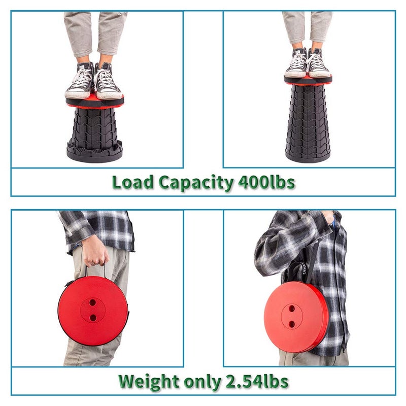 Boreeman Upgraded Folding Stool Lightweight Yet More Sturdy with Load Capacity 400lbs Portable Collapsible Stool for Camping Fishing Hiking BBQ (Red) - Image 4