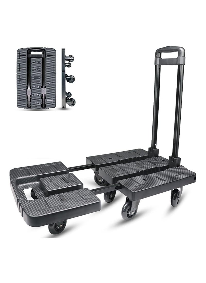 Cool Baby COOLBABY Folding Hand Truck Platform Cart Heavy Duty Utility Trolley Collapsible Moving Pulley Dolly with 7 Wheels for Luggage Travel Shopping Moving Cargo Handling (Black)  - Image 1