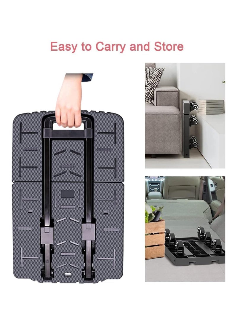 Cool Baby COOLBABY Folding Hand Truck Platform Cart Heavy Duty Utility Trolley Collapsible Moving Pulley Dolly with 7 Wheels for Luggage Travel Shopping Moving Cargo Handling (Black)  - Image 5
