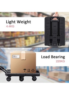 Cool Baby COOLBABY Folding Hand Truck Platform Cart Heavy Duty Utility Trolley Collapsible Moving Pulley Dolly with 7 Wheels for Luggage Travel Shopping Moving Cargo Handling (Black)  - Image 4