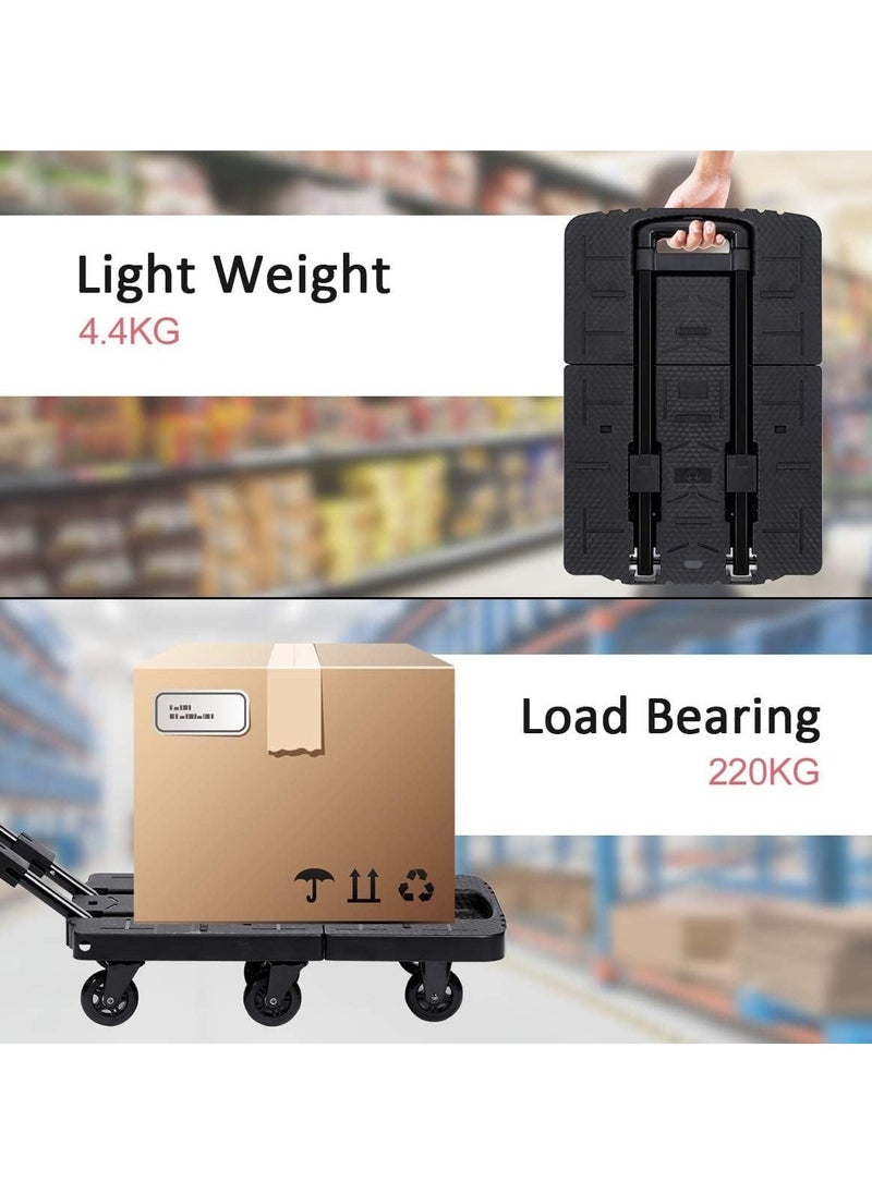 Cool Baby COOLBABY Folding Hand Truck Platform Cart Heavy Duty Utility Trolley Collapsible Moving Pulley Dolly with 7 Wheels for Luggage Travel Shopping Moving Cargo Handling (Black)  - Image 4