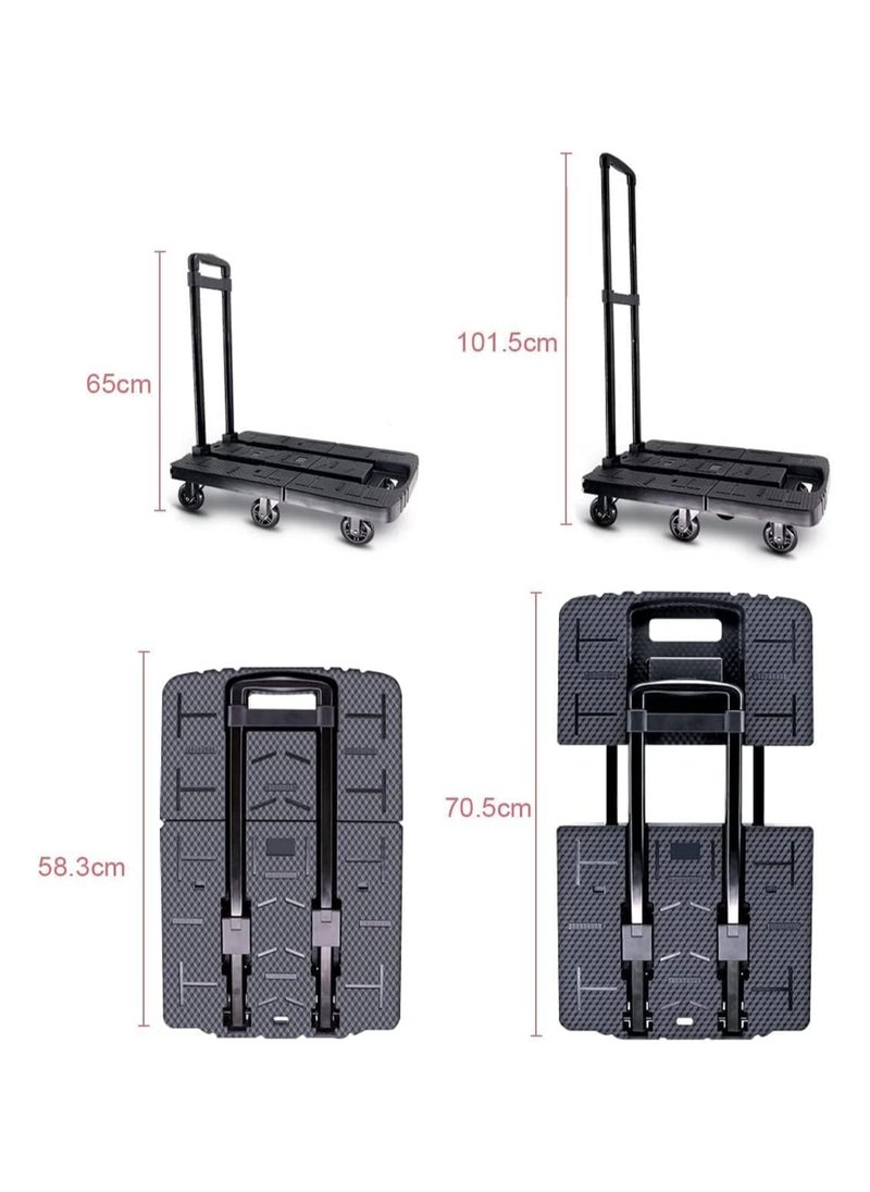 Cool Baby COOLBABY Folding Hand Truck Platform Cart Heavy Duty Utility Trolley Collapsible Moving Pulley Dolly with 7 Wheels for Luggage Travel Shopping Moving Cargo Handling (Black)  - Image 2