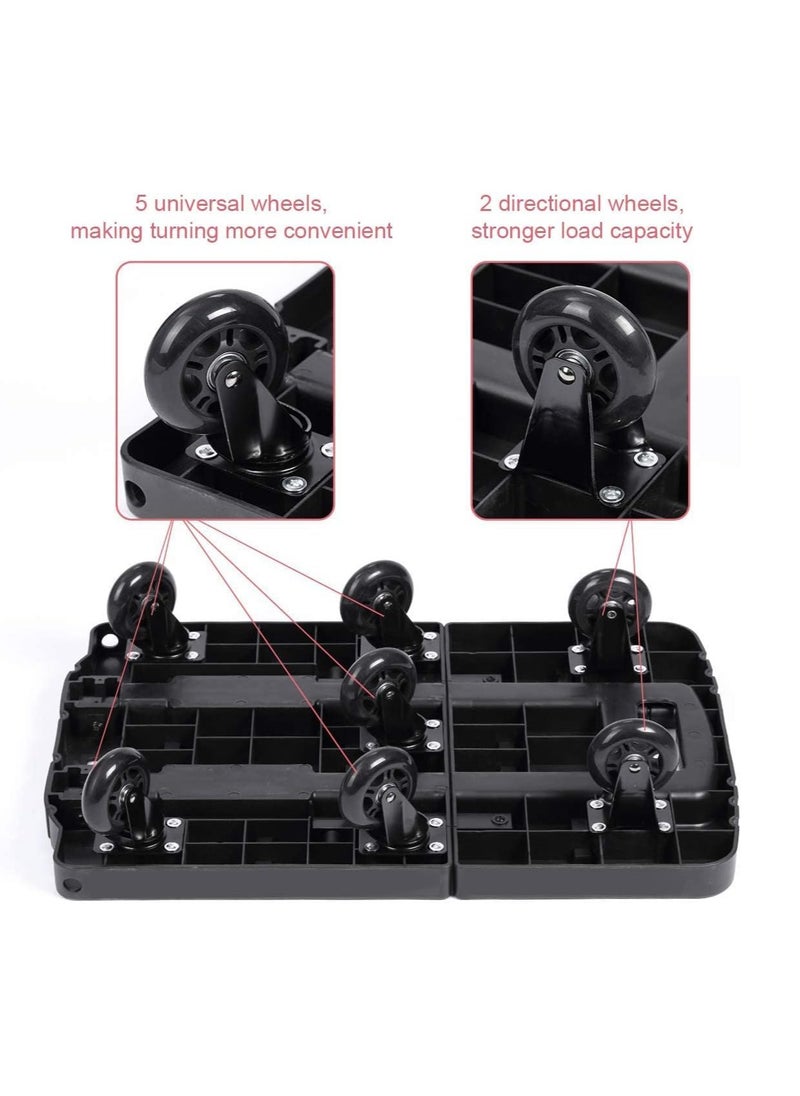 Cool Baby COOLBABY Folding Hand Truck Platform Cart Heavy Duty Utility Trolley Collapsible Moving Pulley Dolly with 7 Wheels for Luggage Travel Shopping Moving Cargo Handling (Black)  - Image 3